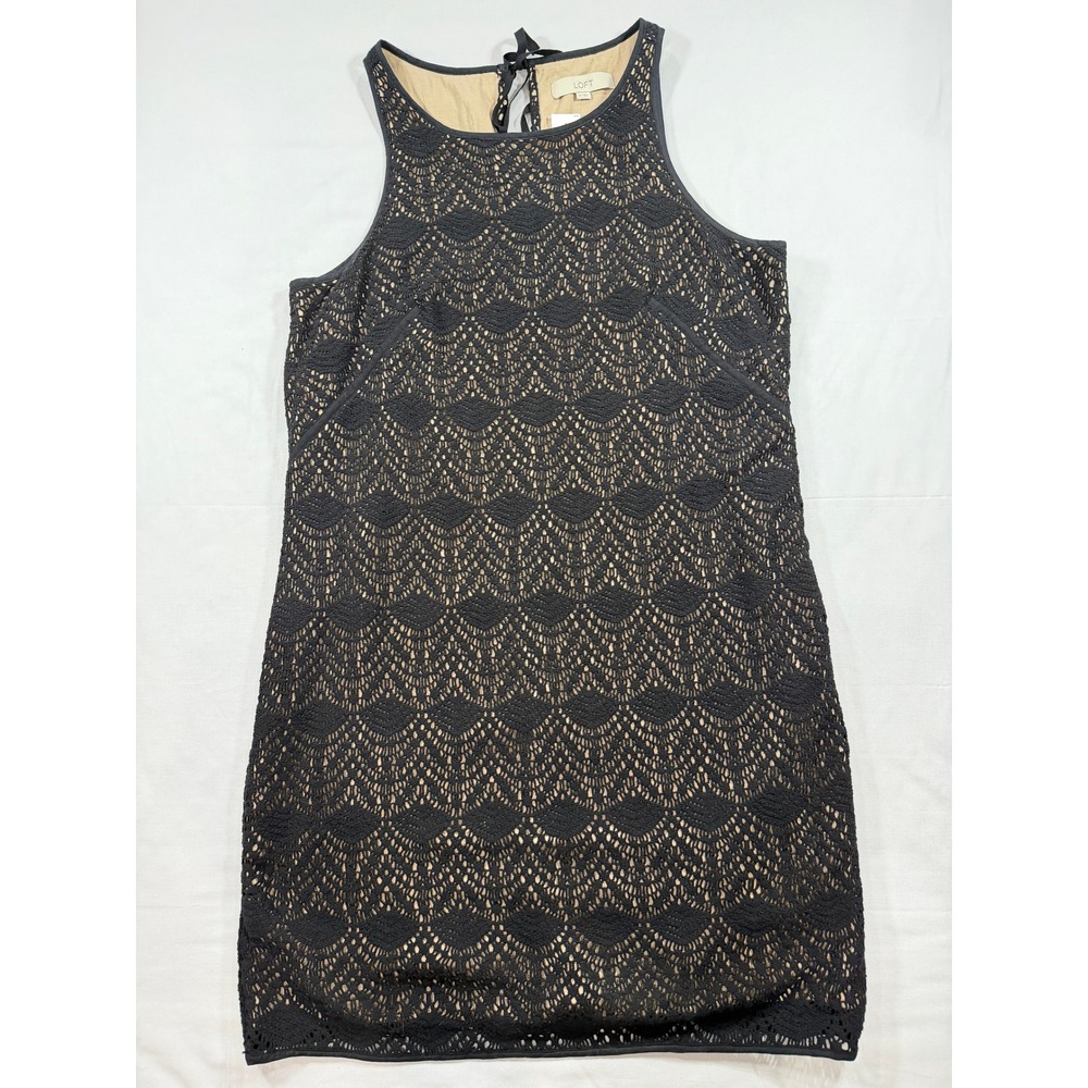 Ann Taylor Loft Black Crochet Lace Sleeveless Shift Dress NWT Size 14 13851859